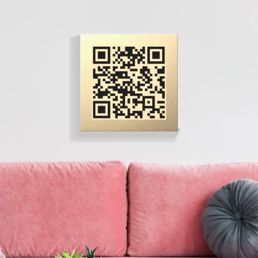 Sofort bearbeitbare QR-Codevorlage | Imitate Gold Leinwanddruck (Insitu (Wohnzimmer))
