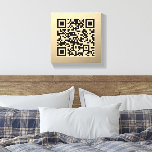 Sofort bearbeitbare QR-Codevorlage | Imitate Gold Leinwanddruck (Insitu (Schlafzimmer))