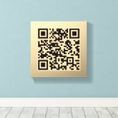 Sofort bearbeitbare QR-Codevorlage | Imitate Gold Leinwanddruck (Insitu (Holzboden))