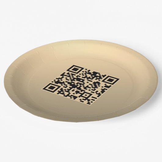 Sofort bearbeitbare QR-Codevorlage | Imitate Gold Pappteller (Schrägansicht)