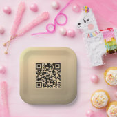 Sofort bearbeitbare QR-Codevorlage | Imitate Gold Pappteller (Party)