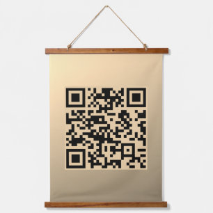Sofort bearbeitbare QR-Codevorlage Imitate Gold Wandteppich Mit Holzrahmen