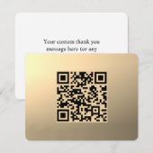 Sofort editierbare QR-Code-Vorlage | Faux Gold Dankeskarte (Vorne/Hinten)