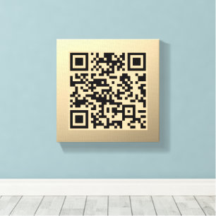 Sofort editierbare QR-Code-Vorlage Faux Gold Leinwanddruck