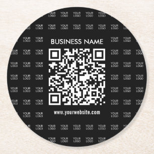 Sofort erstellbarer scannbarer QR-Code und Logomus Runder Pappuntersetzer
