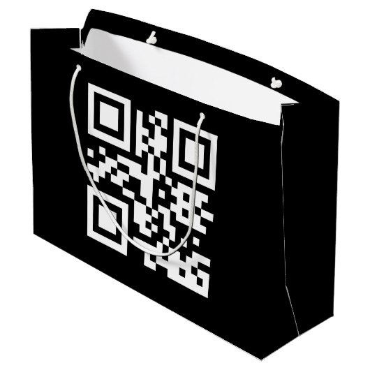 Sofort erstellten QR-Code (durch Eingabe Ihrer URL Große Geschenktüte (Rückseite Schrägansicht)