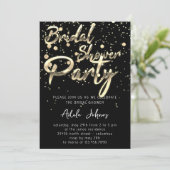 Sofort herunterladen Brautparty Party Black Gold Einladung (Stehend Vorderseite)