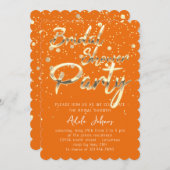 Sofort herunterladen Brautparty Party Orange Gold Einladung (Vorne/Hinten)