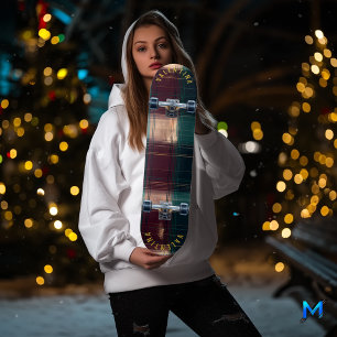 Sofort-Holiday-Plaid in Grün und Burgund Skateboard
