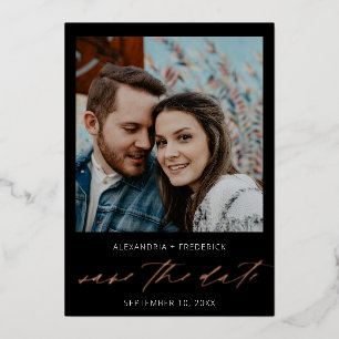 Sofortbild Weiß Chic Save the Date Schwarz Folieneinladung