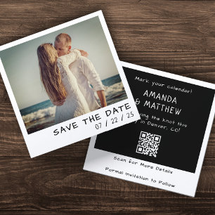 Sofortbildkamera-Foto-QR-Code Retro-Hochzeit Save The Date