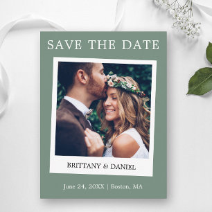 Sofortbildkamera Foto Save The Date Salbei Grün Postkarte