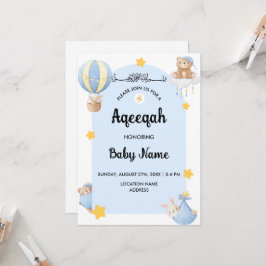 Sofortige Blaue Aqeeqah Aqiqah Einladungskarte Einladung