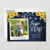 Sofortige Camera Blue Wood Sonnenblumen Save the D Postkarte (Vorne/Hinten)