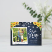 Sofortige Camera Blue Wood Sonnenblumen Save the D Postkarte (Stehend Vorderseite)