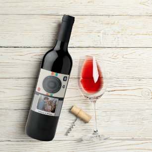 Sofortige Camera Couple Foto Einzigartige Hochzeit Weinetikett