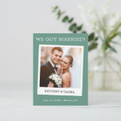 Sofortige Camera Eucalyptus Green Wedding Postkarte (Stehend Vorderseite)