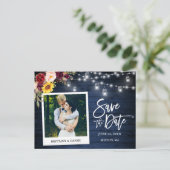 Sofortige Camera Floral Jars Blue Wood Save the Da Postkarte (Stehend Vorderseite)