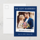 Sofortige Camera Foto Hochzeitserklärung Blau Postkarte (Vorne/Hinten)