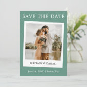 Sofortige Camera Style Couple Foto Eukalyptus Gree Save The Date (Stehend Vorderseite)