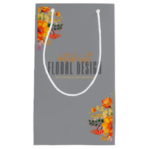 Sofortige Florale Gestaltung Grau Orange Blumen Kleine Geschenktüte