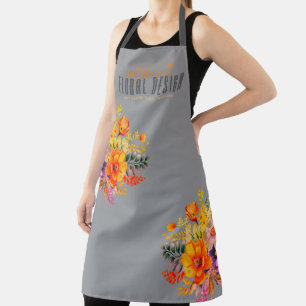 Sofortige Florale Gestaltung Graue Orange Blumen Schürze