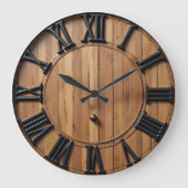 Sofortige römische Zahlen-Rustikal-Planke Große Wanduhr (Vorderseite)