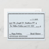 Sofortiger Millionär-Karo Postkarte (Vorne/Hinten)