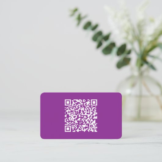 Sofortiger QR-Code mit Ihrer Website-URL | Lila Begleitkarte (Stehend Vorderseite)