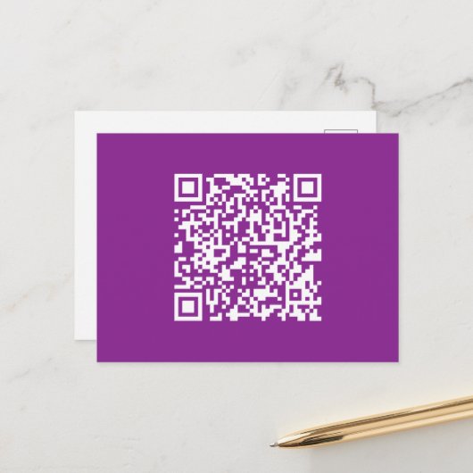 Sofortiger QR-Code mit Ihrer Website-URL | Lila Postkarte (Vorderseite/Rückseite Beispiel)