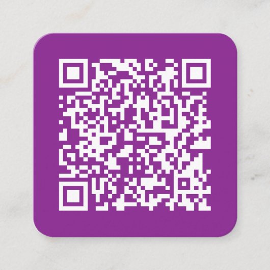 Sofortiger QR-Code mit Ihrer Website-URL | Lila Quadratische Visitenkarte (Vorderseite)