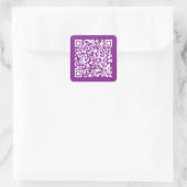 Sofortiger QR-Code mit Ihrer Website-URL | Lila Quadratischer Aufkleber (Tasche)