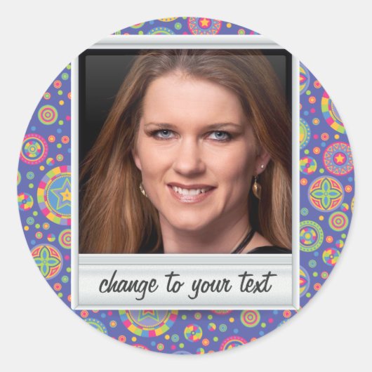 Sofortiges Foto - Fotoframe mit Muster Runder Aufkleber (Vorderseite)