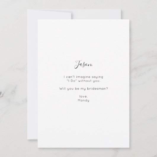 Sofortiges Foto ist mein Vorschlag von Bridesman Einladung (Rückseite)