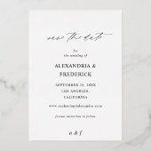 Sofortiges Foto Weißer Chic Save the Date Schwarz  Folieneinladung (Rückseite)