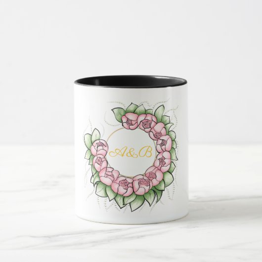 Sofortiges Schwarzes Hochzeitsmonogramm-Mug - Mini Tasse (Zentrum)