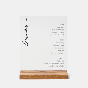 Sofortiges Schwarzes Minimalistisches Menü-Schild Acrylschild