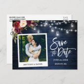 Sofortkamera Blue Wood Floral Jars Save the Date Postkarte (Vorne/Hinten)