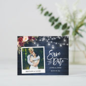 Sofortkamera Blue Wood Floral Jars Save the Date Postkarte (Stehend Vorderseite)