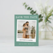 Sofortkamera Save the Date Eukalyptus Green Postkarte (Stehend Vorderseite)