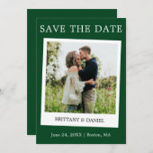 Sofortkamera-Stil Couple Foto grün Save The Date (Vorne/Hinten)