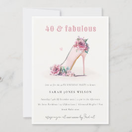 Soft 40 Fötus Blush High Heels Floral Geburtstag Einladung