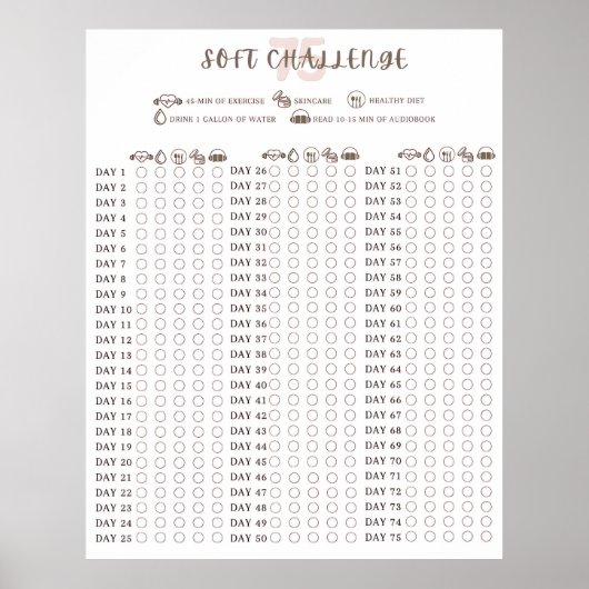 Soft 75 Challenge Habit Tracker Poster (Vorne)