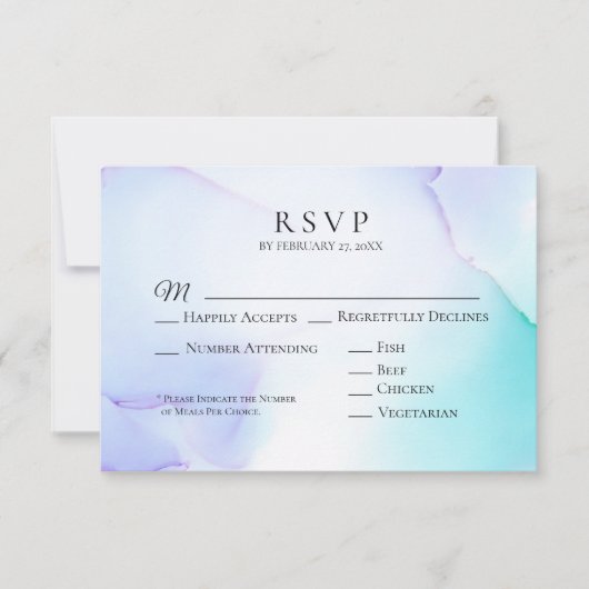 *~* Soft Abstrakt Lavendel Mint Wedding RSVP (Vorderseite)