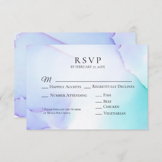 *~* Soft Abstrakt Lavendel Mint Wedding RSVP (Vorne/Hinten)