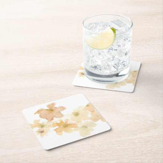 *~* Soft Abstrakt Peach Beige Floral Wasserfarbe Rechteckiger Pappuntersetzer (Vor Ort)