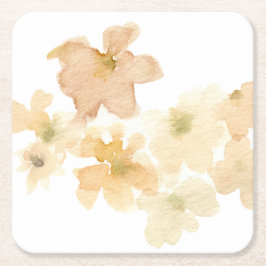 *~* Soft Abstrakt Peach Beige Floral Wasserfarbe Rechteckiger Pappuntersetzer