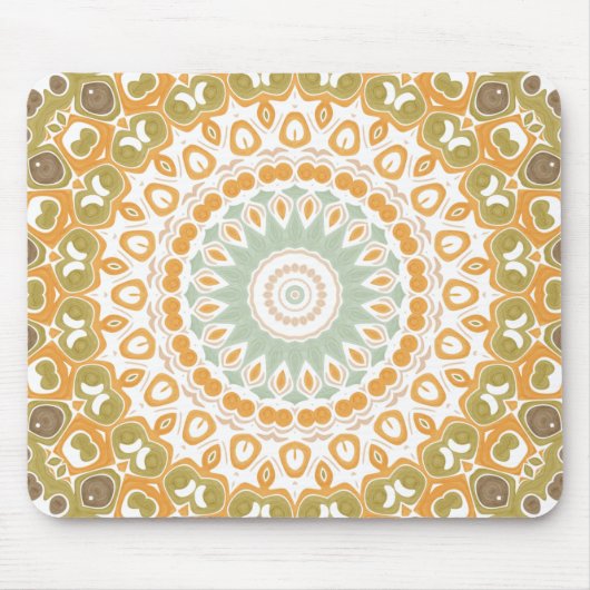 Soft Amber and Sage Mandala Pattern Mousepad (Vorne)