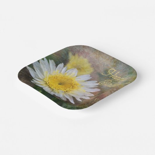 Soft and Dreamy Daisy Birthday Pappteller (Gewinkelt)