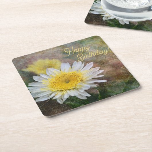 Soft and Dreamy Daisy Birthday Square Untersetzer (angewinkelt)